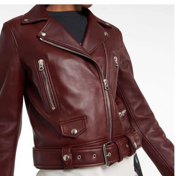 Cherry Red Acne Studios Leather Biker Jacket [42, Excellent Condition] - Picture 2 of 5